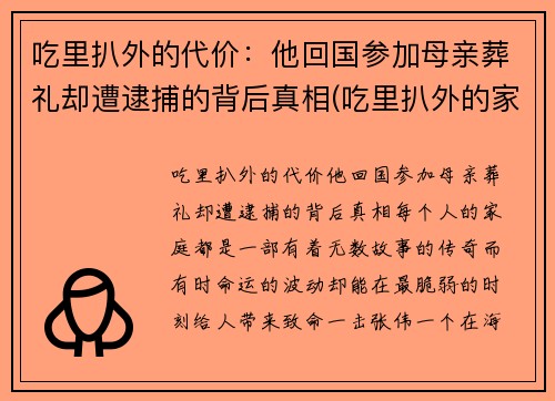 吃里扒外的代价：他回国参加母亲葬礼却遭逮捕的背后真相(吃里扒外的家伙)